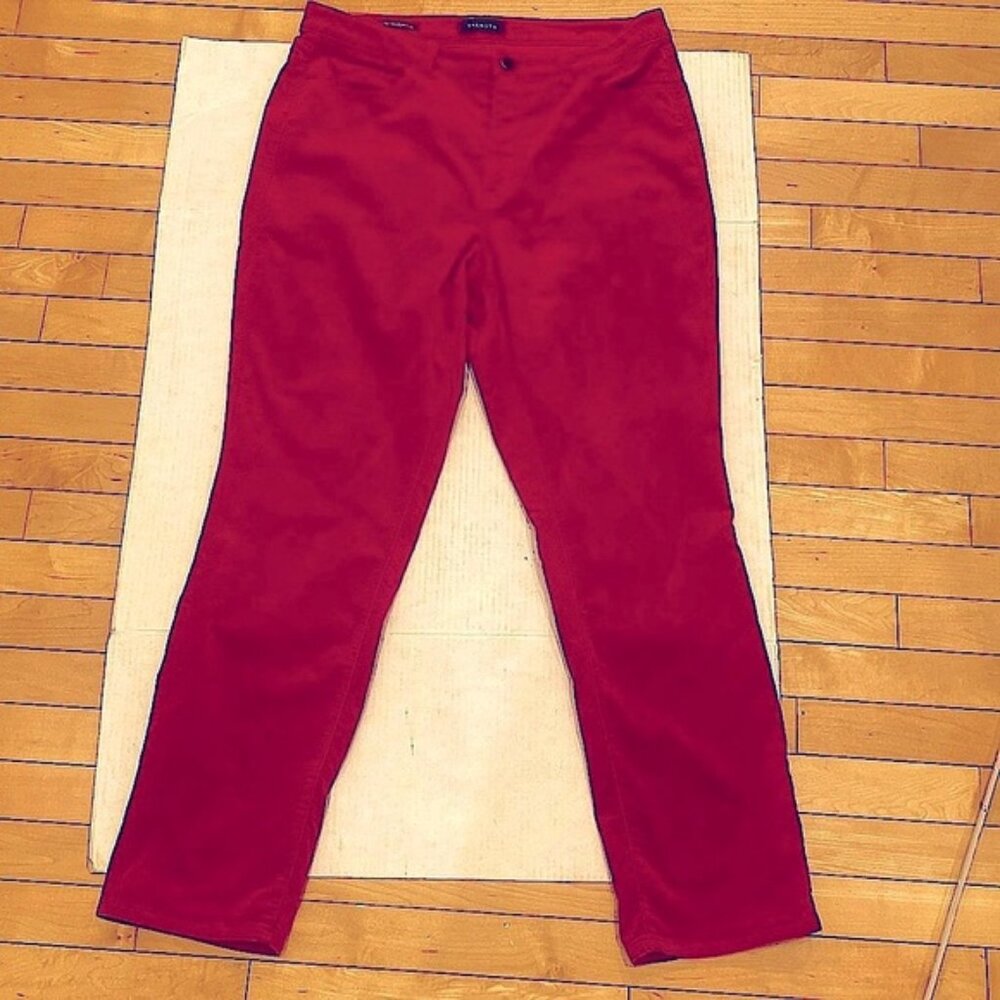 TALBOTS Cherry Red High Rise Straight-Leg Velvet Pants Size 14